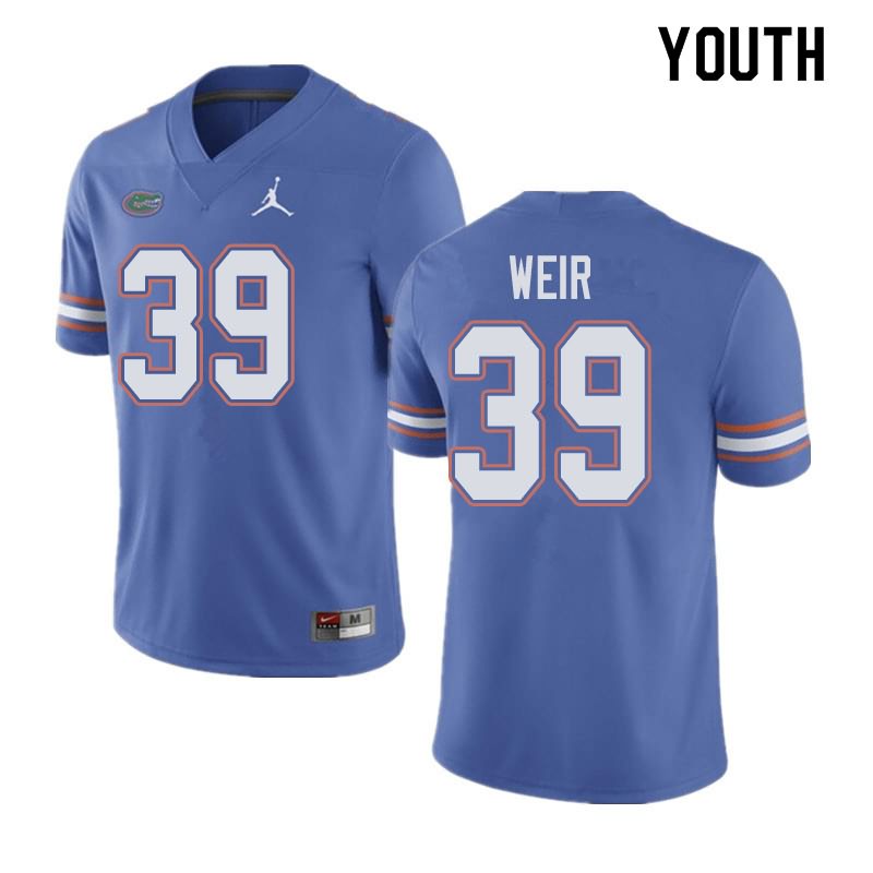 Youth NCAA Florida Gators Michael Weir #39 Stitched Authentic Jordan Brand Blue College Football Jersey AQN6765BF